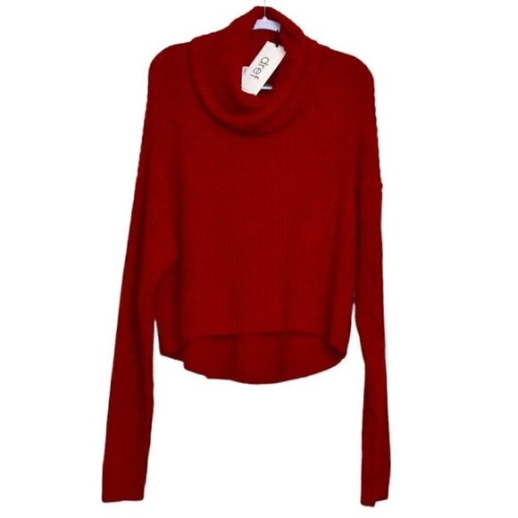 Dref Pine Slouchy Crop Knit Jumper Sweater Red Size XS